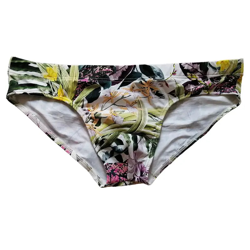 DomiGe Men's Low-Rise Swim Briefs Flower Print - 80% Polyester