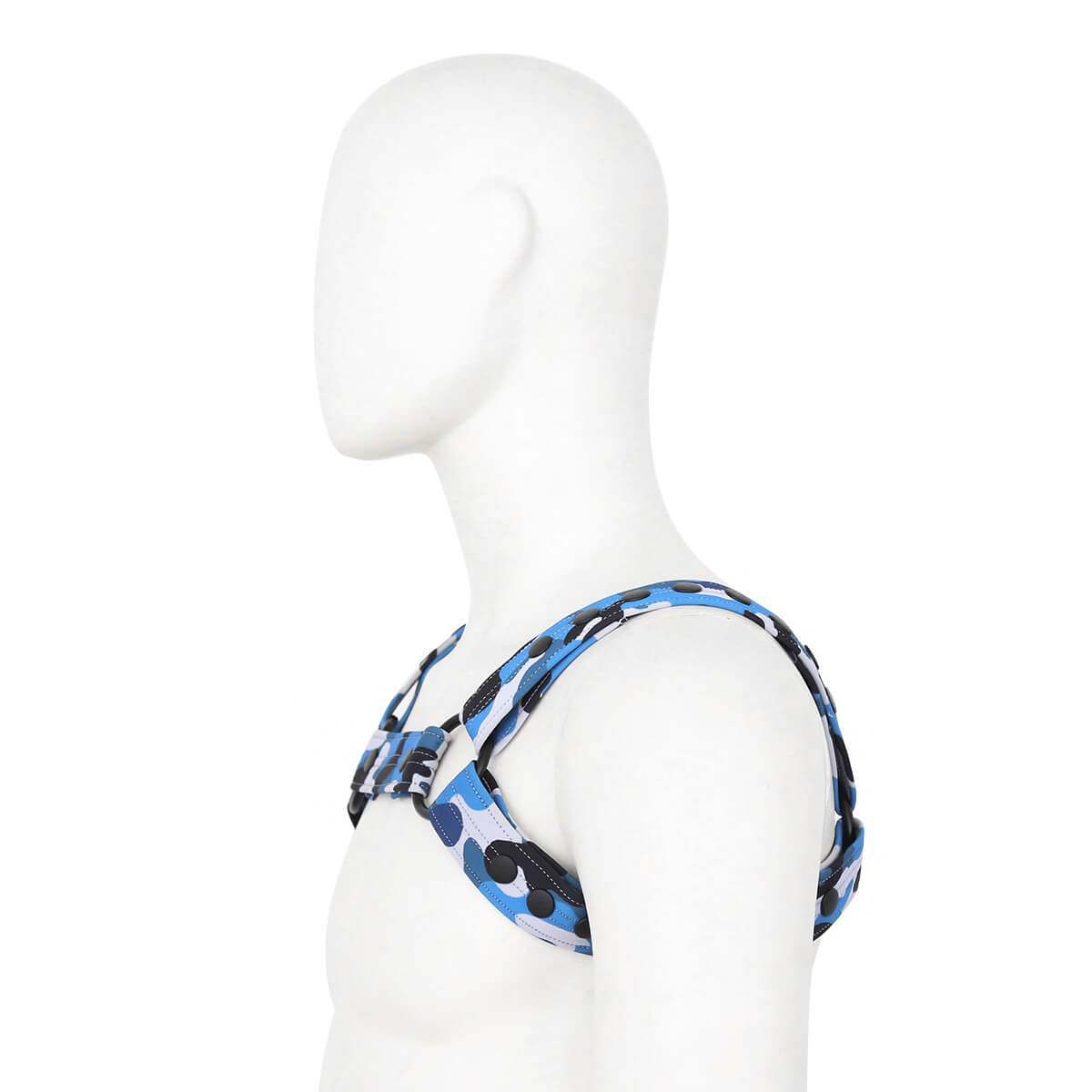 DomiGe Men's Leather Body Harness for Nightclub  Blue