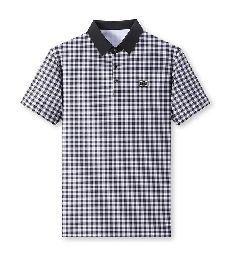 Men's Silk Polo Shirt Summer Business Casual Short Sleeve Shirt