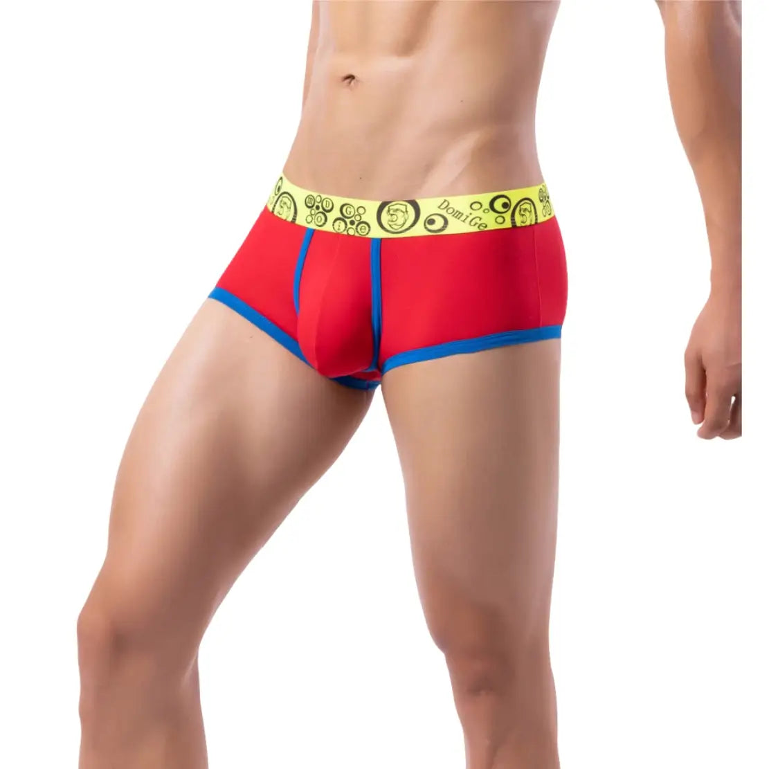 DomiGe Men's Low-Rise Boxer Unique 3D Cube Cut Boxers Ball Pouch Red