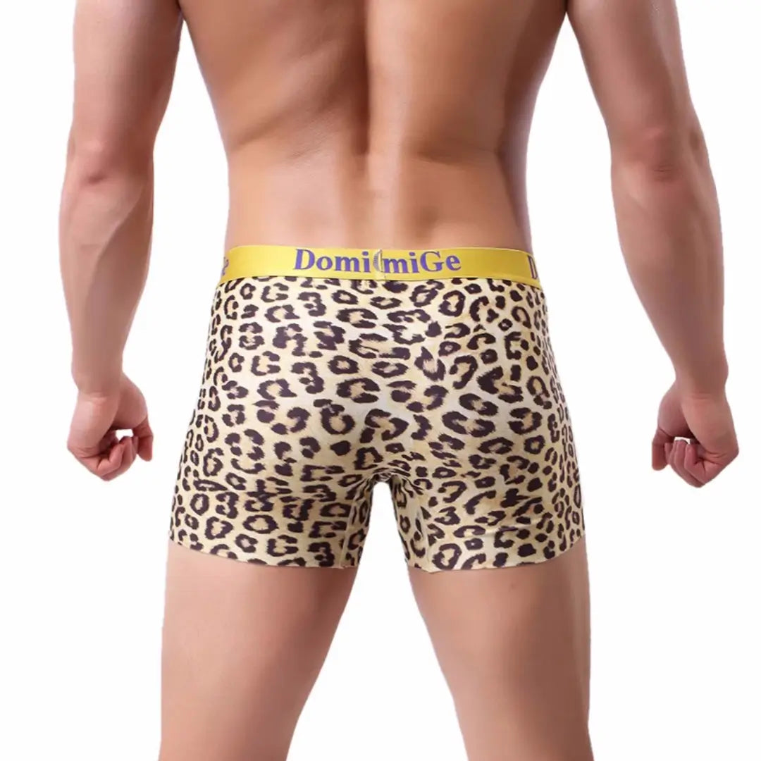 DomiGe Men's Boxer Shorts Ice Silk Leopard Boxer Briefs