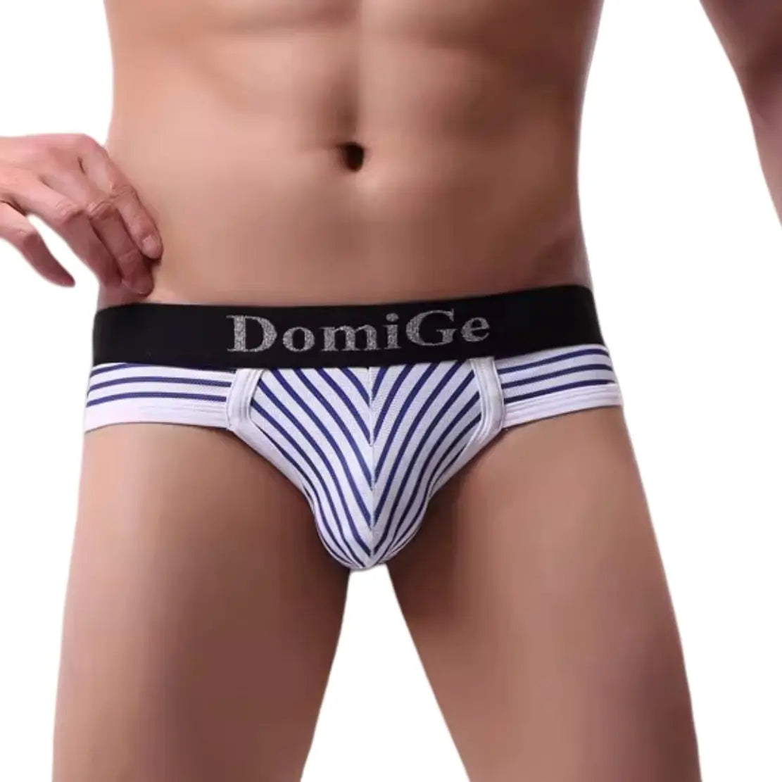 DomiGe Men's Breathable & Comfortable Bikini Briefs - Stripe Color, Black