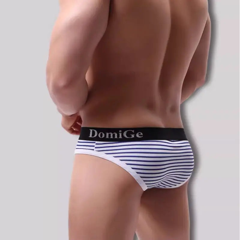 DomiGe Men's Breathable & Comfortable Bikini Briefs - Stripe Color, Black