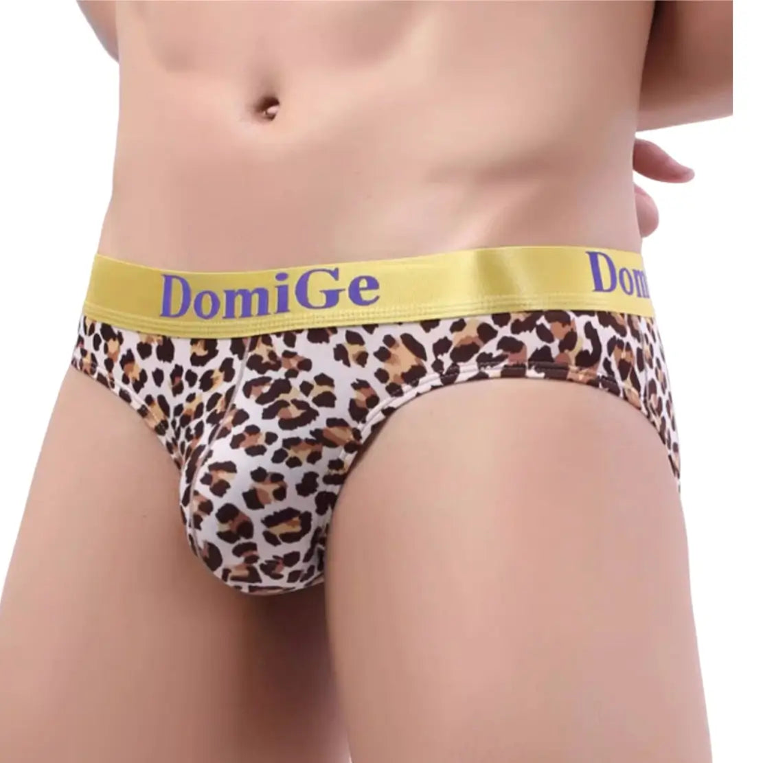 DomiGe Leopard Print Men's Bikini Briefs 3.5CM Waistband