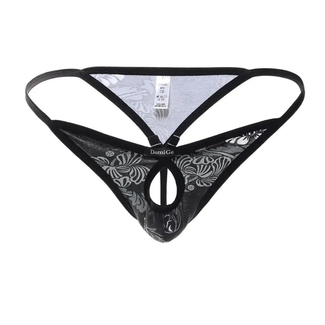 Charming Butterfly Antenna Male G-String Thong with Front Opening and Minimal Back Coverage - His Inwear