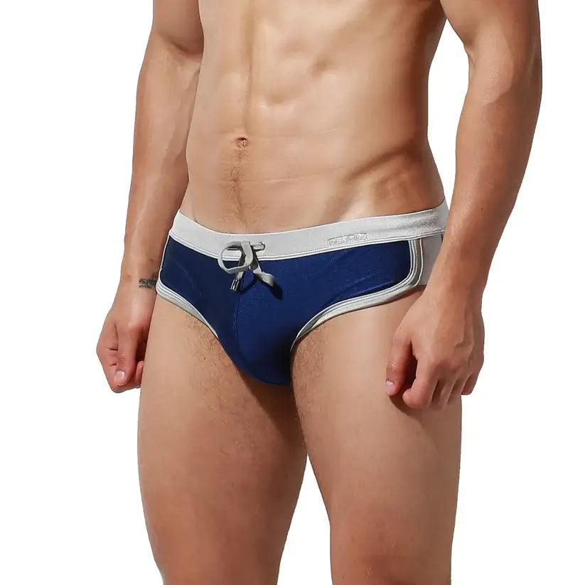 DESMIIT Men's Low Waist Swim Briefs with Removable Pad - His Inwear