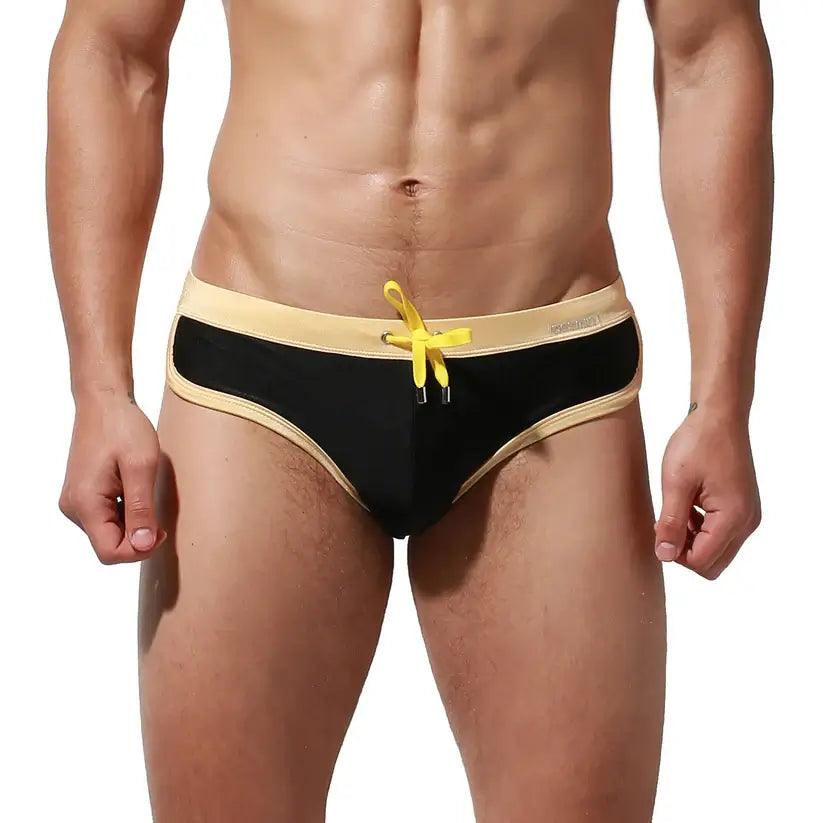 DESMIIT Men's Low Waist Swim Briefs with Removable Pad - His Inwear