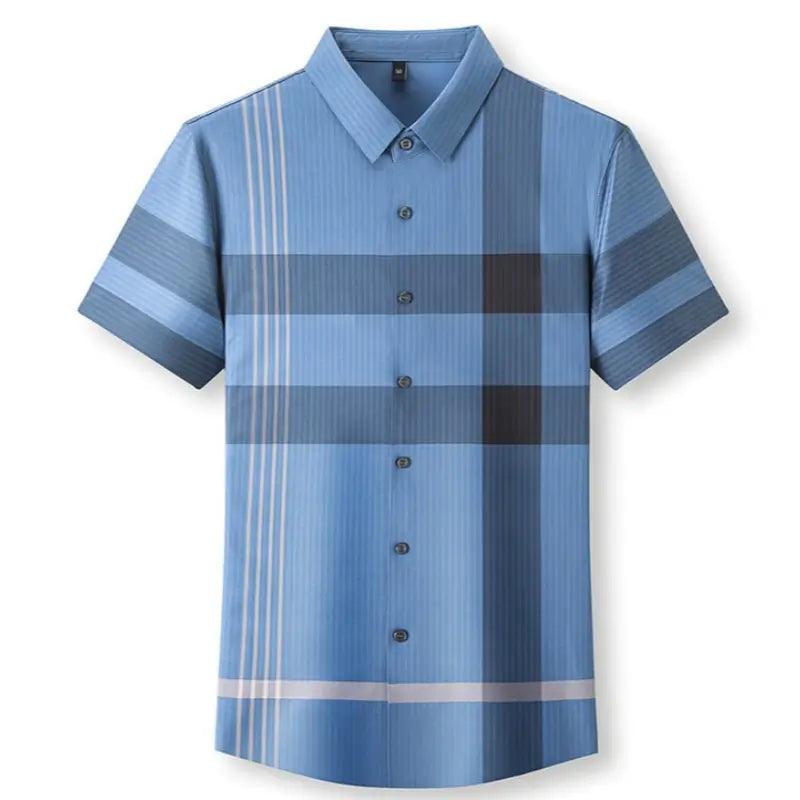 DomiGe Men's Dress Shirt - Striped Business Casual Blouse Silk - His Inwear