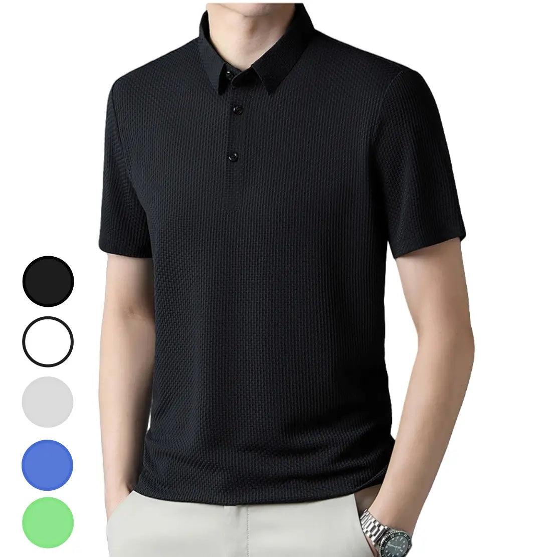 DomiGe Men's Polo Shirt for Summer 2024 - Floral Collar, Seamless Short Sleeve T-Shirt - His Inwear