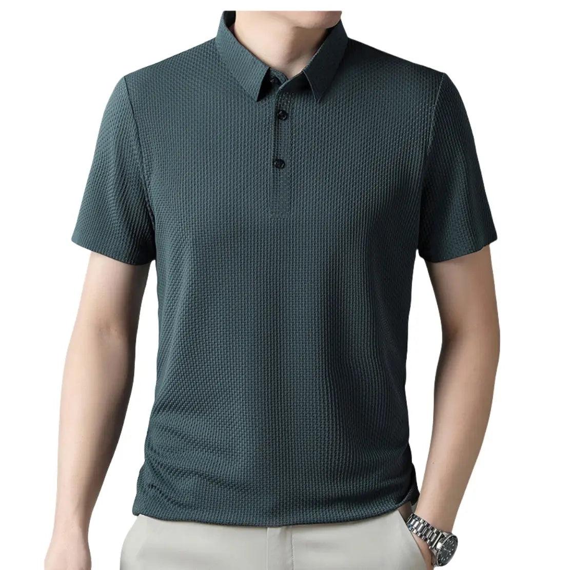 DomiGe Men's Polo Shirt for Summer 2024 - Floral Collar, Seamless Short Sleeve T-Shirt - His Inwear