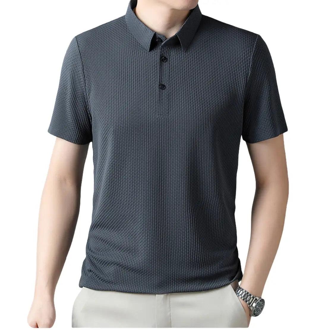 DomiGe Men's Polo Shirt for Summer 2024 - Floral Collar, Seamless Short Sleeve T-Shirt - His Inwear