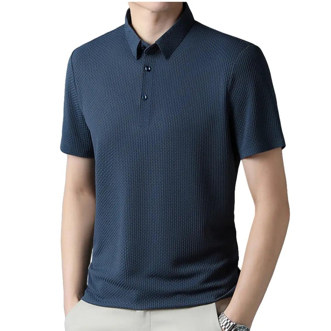 DomiGe Men's Polo Shirt for Summer 2024 - Floral Collar, Seamless Short Sleeve T-Shirt - His Inwear