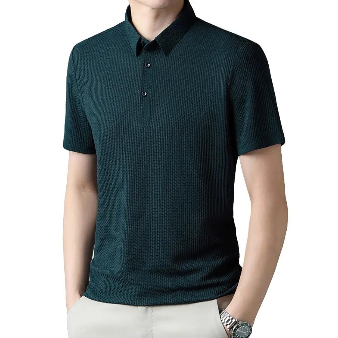 DomiGe Men's Polo Shirt for Summer 2024 - Floral Collar, Seamless Short Sleeve T-Shirt - His Inwear