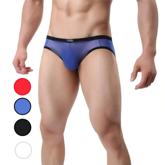 DomiGe Men's Sheer Briefs with Contoured Pouch and Logo Waistband - His Inwear