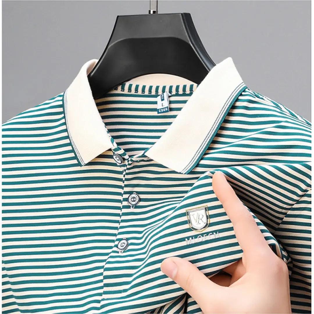 DomiGe Men's Striped Short Sleeve Cotton T-shirt 2024 Summer Polo Shirt - His Inwear