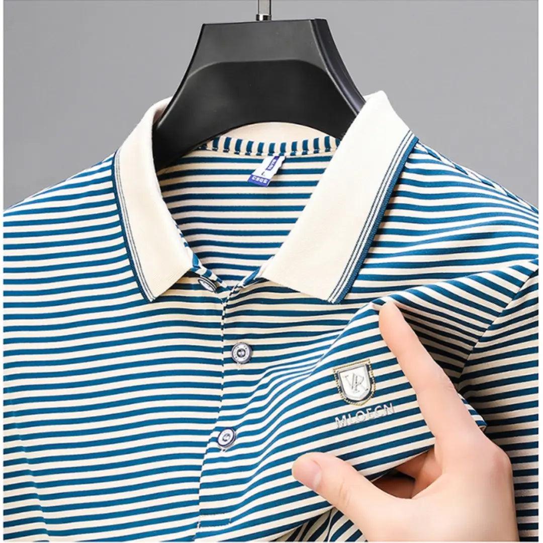 DomiGe Men's Striped Short Sleeve Cotton T-shirt 2024 Summer Polo Shirt - His Inwear