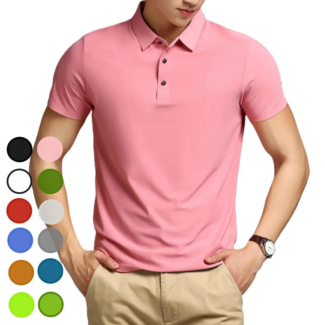 DomiGe Men's Summer Ice Silk Polo Shirt - Business Golf Shirt - His Inwear