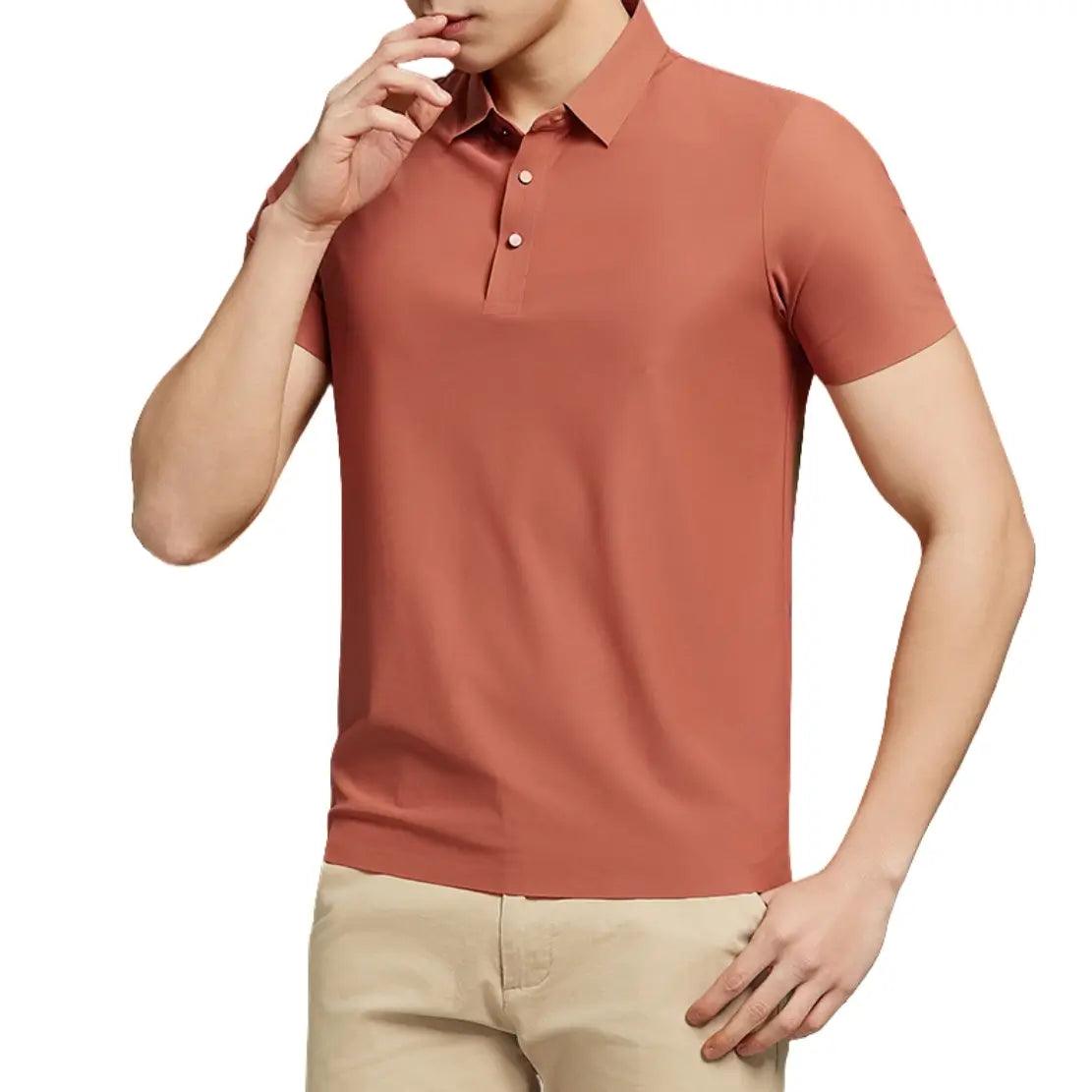 DomiGe Men's Summer Ice Silk Polo Shirt - Business Golf Shirt - His Inwear