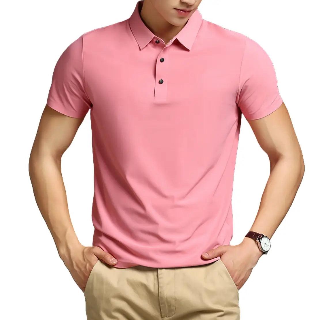 DomiGe Men's Summer Ice Silk Polo Shirt - Business Golf Shirt - His Inwear