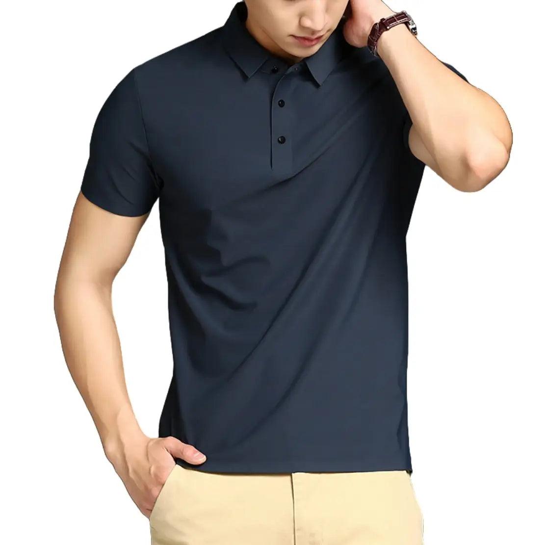 DomiGe Men's Summer Ice Silk Polo Shirt - Business Golf Shirt - His Inwear