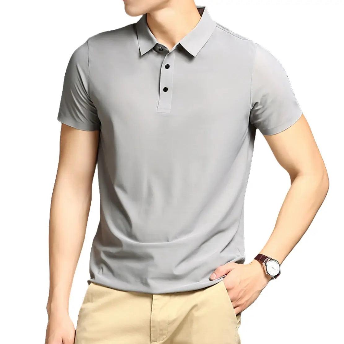 DomiGe Men's Summer Ice Silk Polo Shirt - Business Golf Shirt - His Inwear