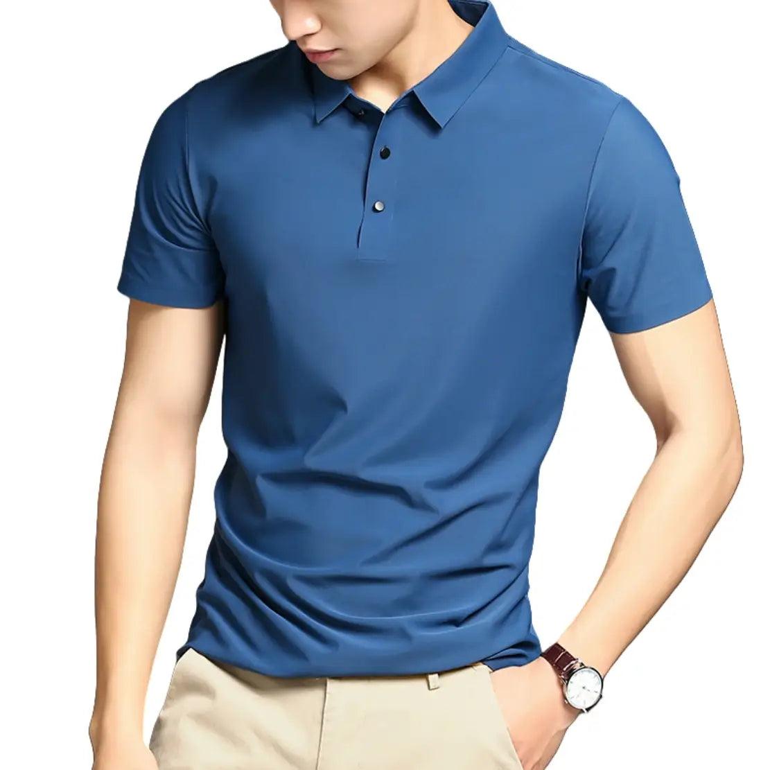 DomiGe Men's Summer Ice Silk Polo Shirt - Business Golf Shirt - His Inwear