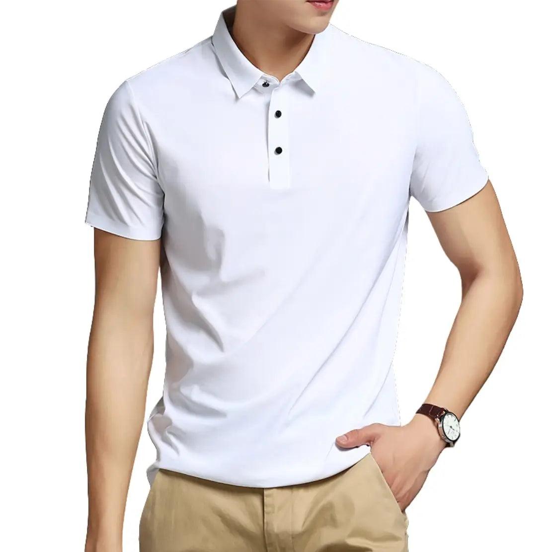 DomiGe Men's Summer Ice Silk Polo Shirt - Business Golf Shirt - His Inwear