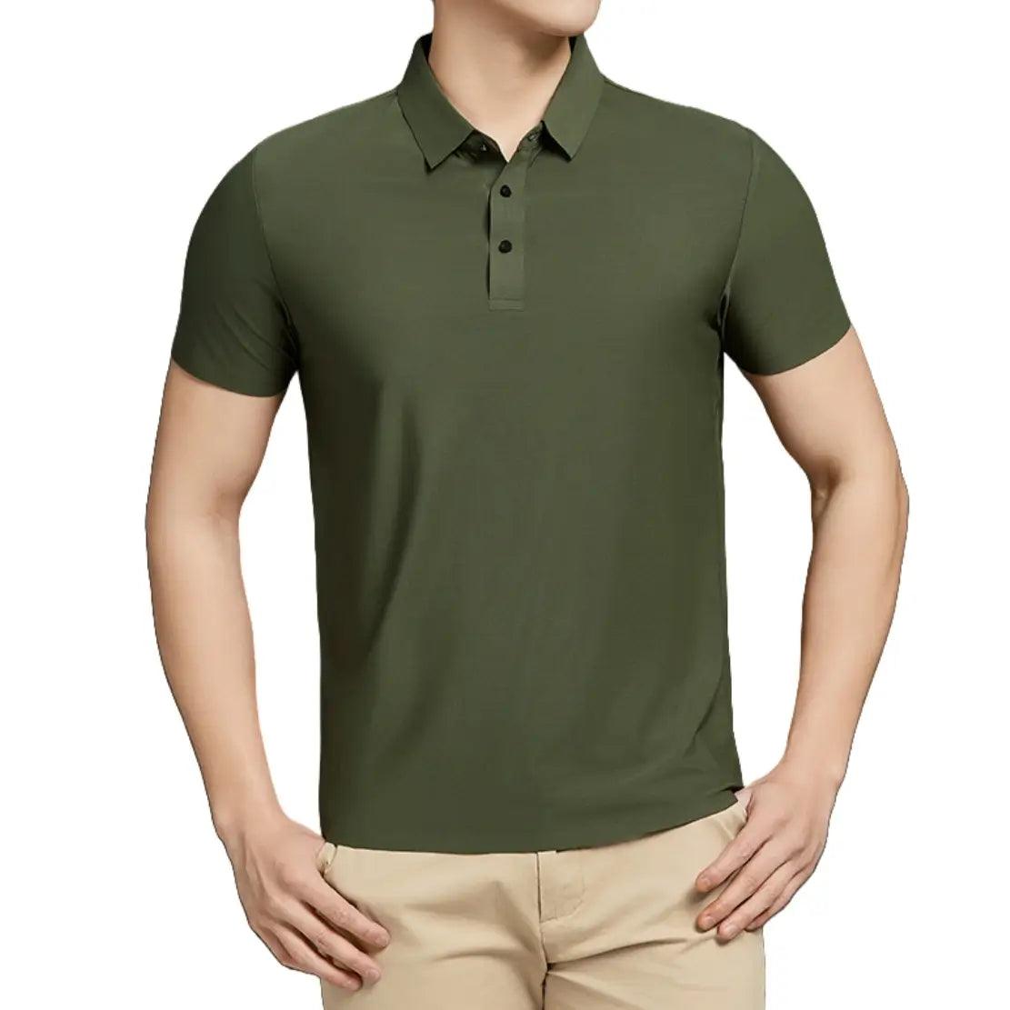 DomiGe Men's Summer Ice Silk Polo Shirt - Business Golf Shirt - His Inwear