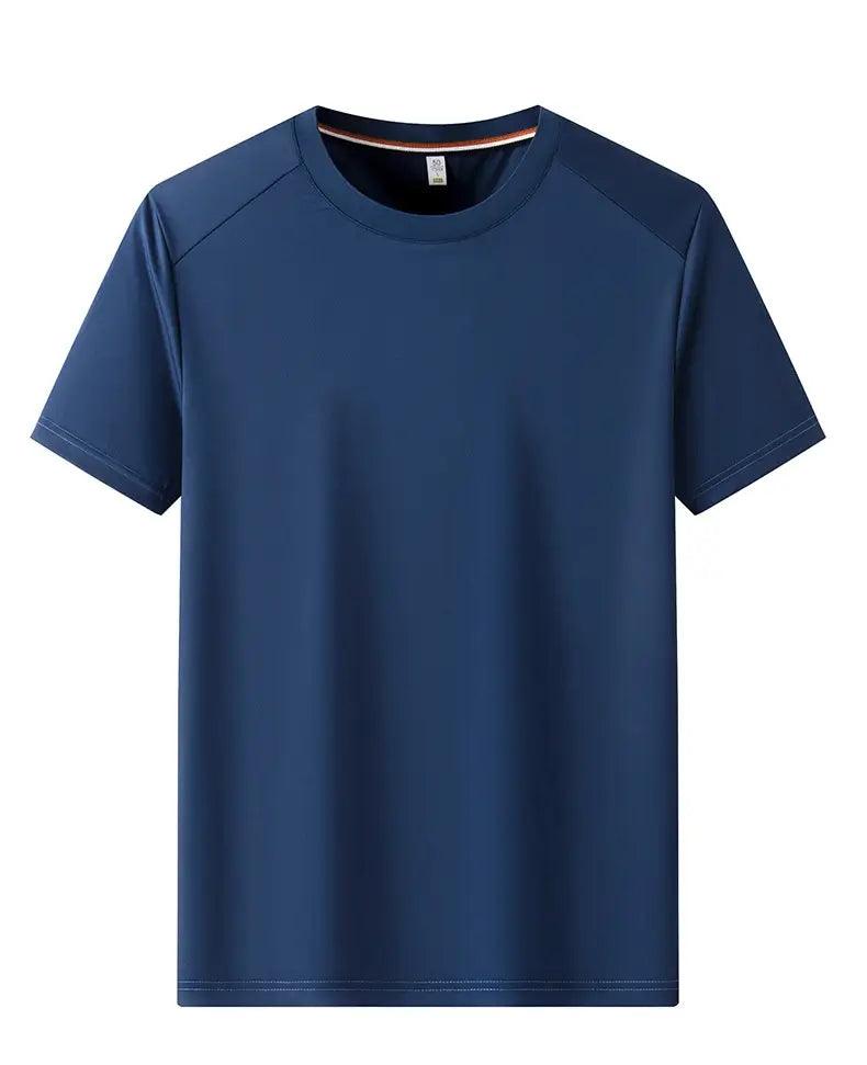 DomiGe Men's Summer T-Shirt - Spandex Ice Silk Solid Color Short Sleeve - His Inwear