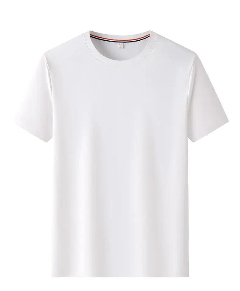 DomiGe Men's Summer T-Shirt - Spandex Ice Silk Solid Color Short Sleeve - His Inwear