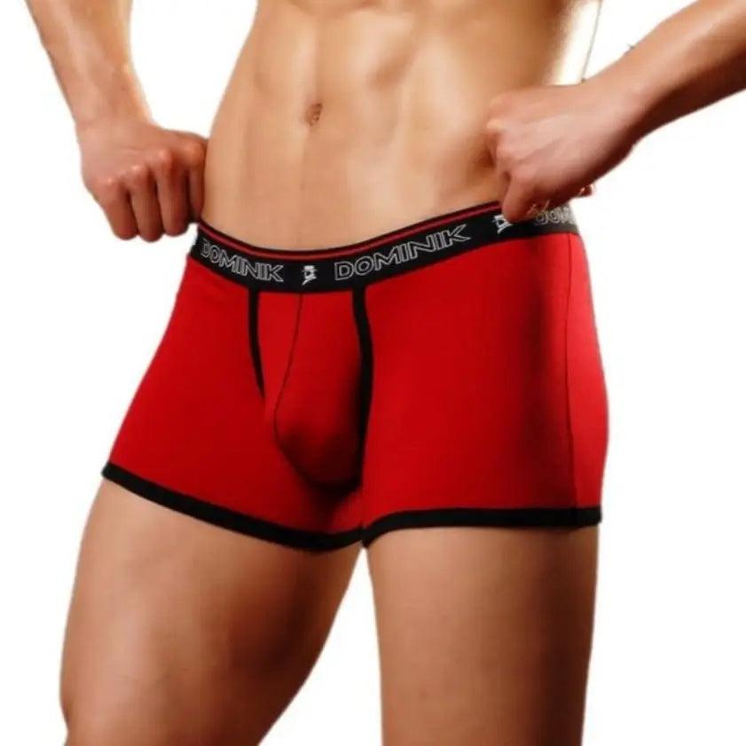 Dominik Men's Red Mid-Rise Modal Boxer Briefs Underwear - His Inwear