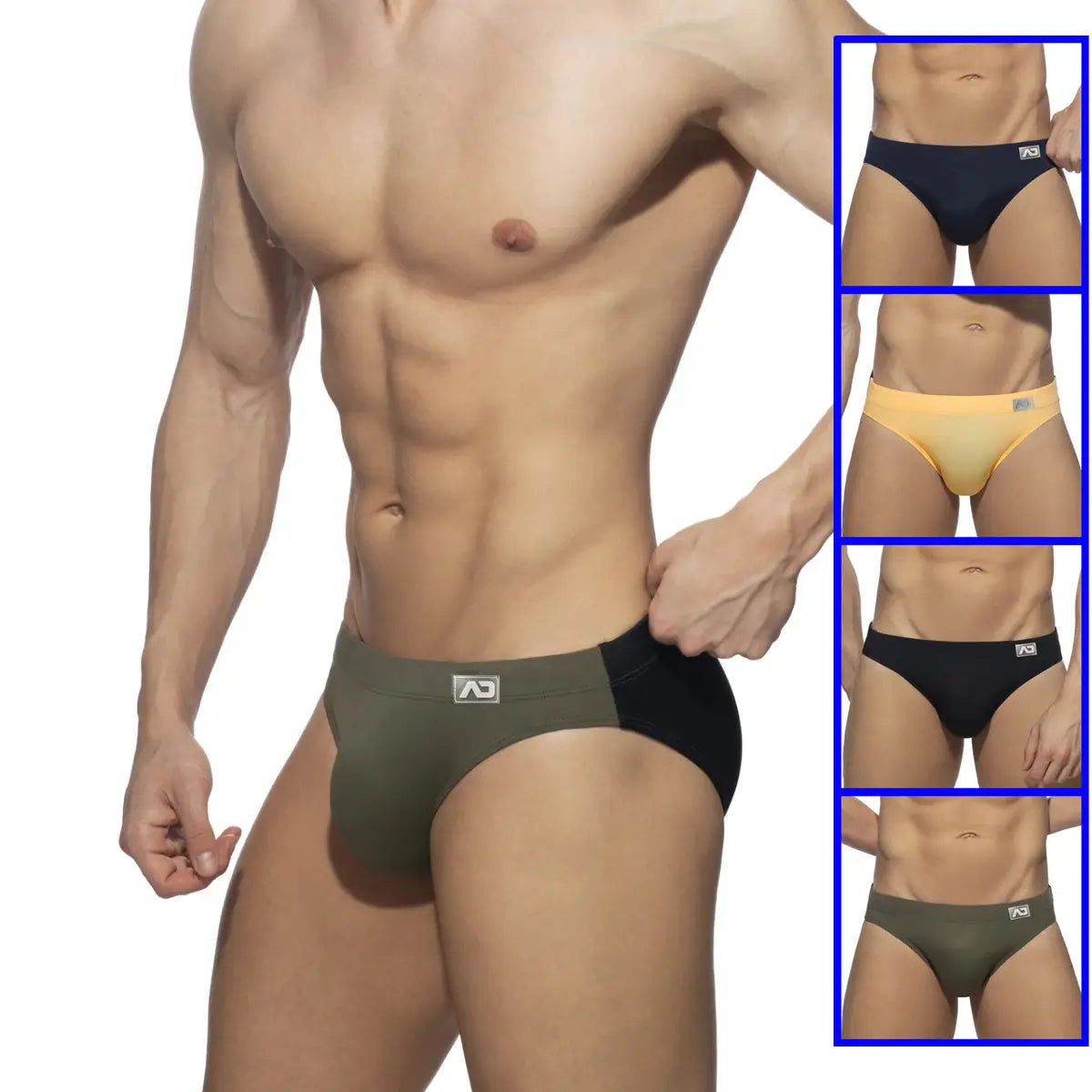 DomiGe Low Waist Colorblock Swim Brief for Men - Sexy Design Quick-Dry