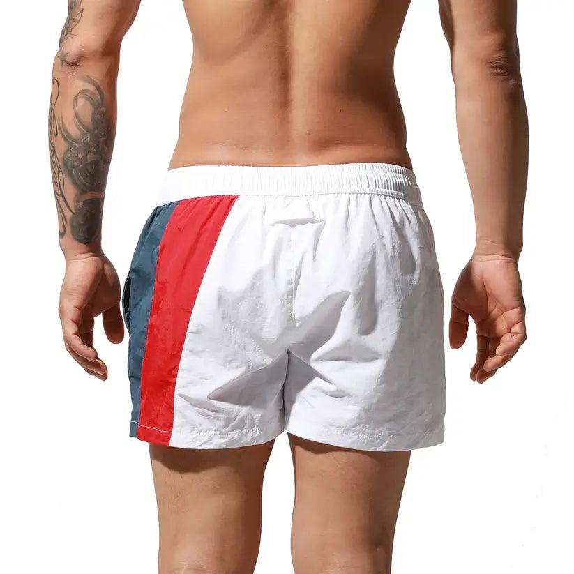 Men's Geometric Stitching Quick-Dry Board Shorts Nylon Swimwear - His Inwear