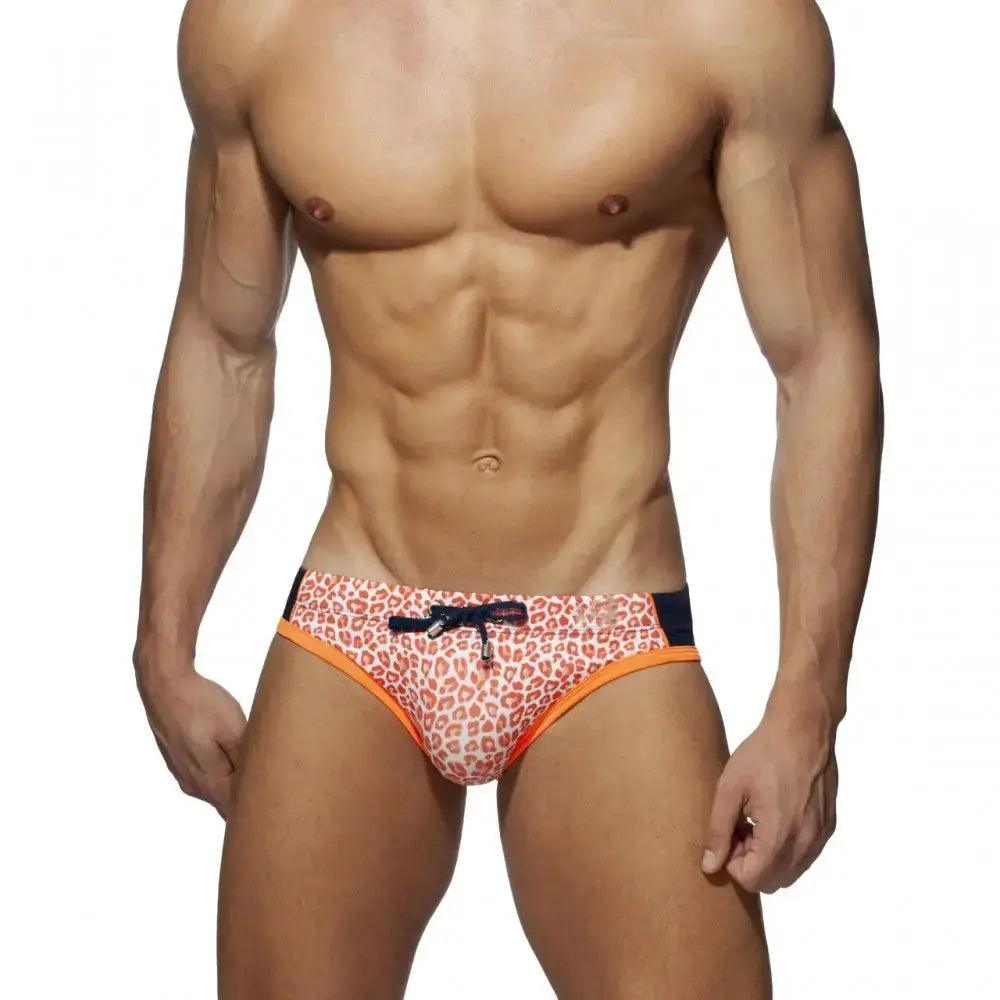 Men's Leopard Print Low-Rise Swim Briefs – Sexy Bikini Style for Beach & Spa - His Inwear