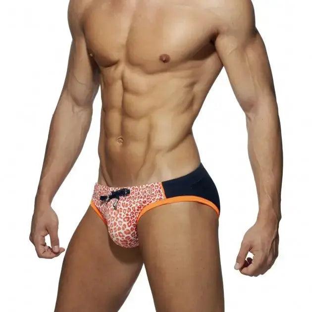 Men's Leopard Print Low-Rise Swim Briefs – Sexy Bikini Style for Beach & Spa - His Inwear