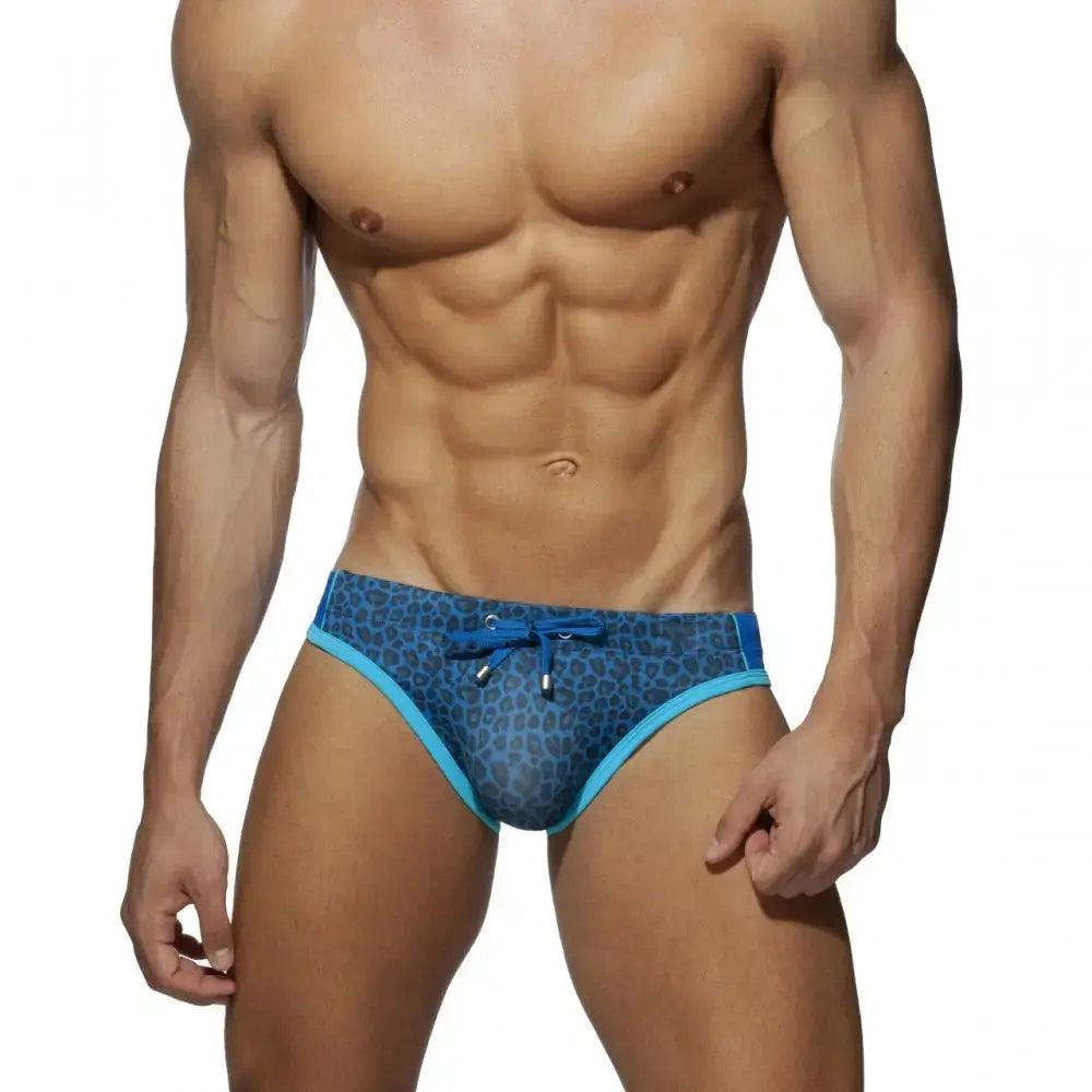 Men's Leopard Print Low-Rise Swim Briefs – Sexy Bikini Style for Beach & Spa - His Inwear