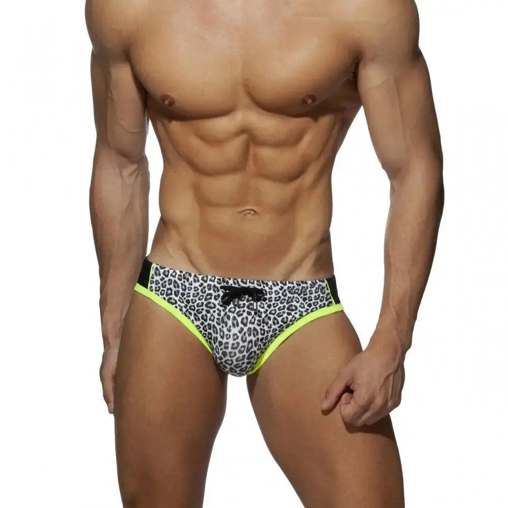 Men's Leopard Print Low-Rise Swim Briefs – Sexy Bikini Style for Beach & Spa - His Inwear