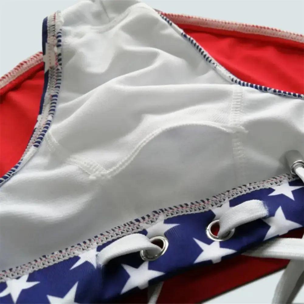 Men's Low-Waist Sexy Swim Briefs with National Flag Print for Beach and Spa Bikini - His Inwear