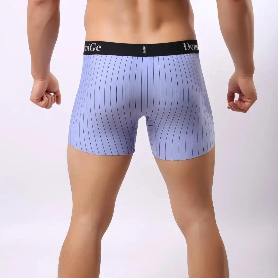 Men's Mid-Rise Striped Boxers with Seamless Leg Design and Silver Logo Waistband Male Underwears - His Inwear