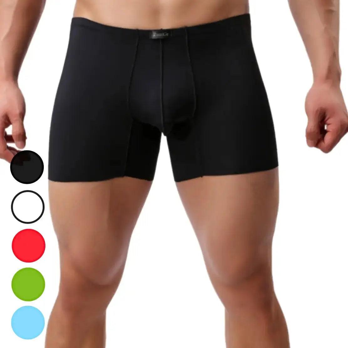 Men's Mid-Waist Boxer Briefs with Laser-Cut Leg Openings and Full Coverage Back Male Underwear - His Inwear