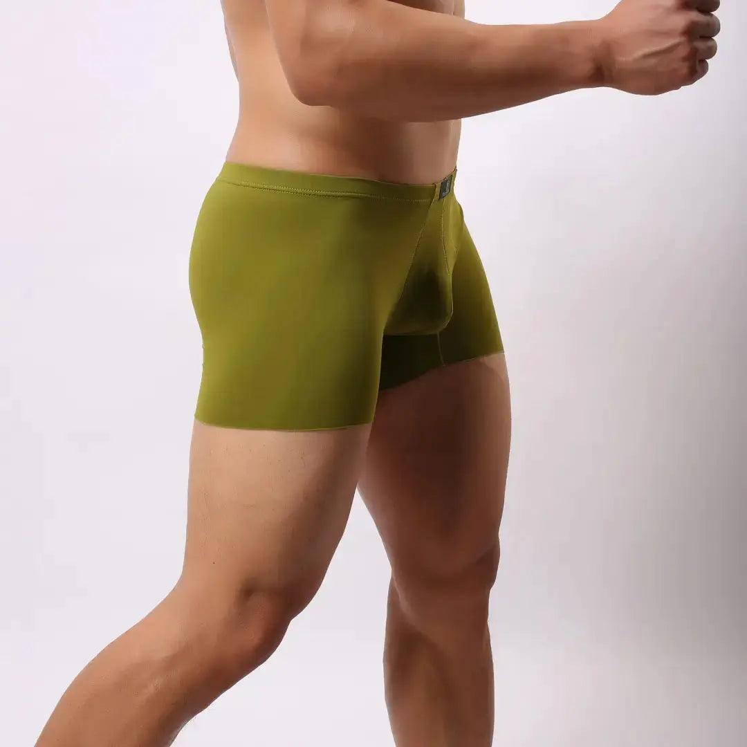 Men's Mid-Waist Boxer Briefs with Laser-Cut Leg Openings and Full Coverage Back Male Underwear - His Inwear