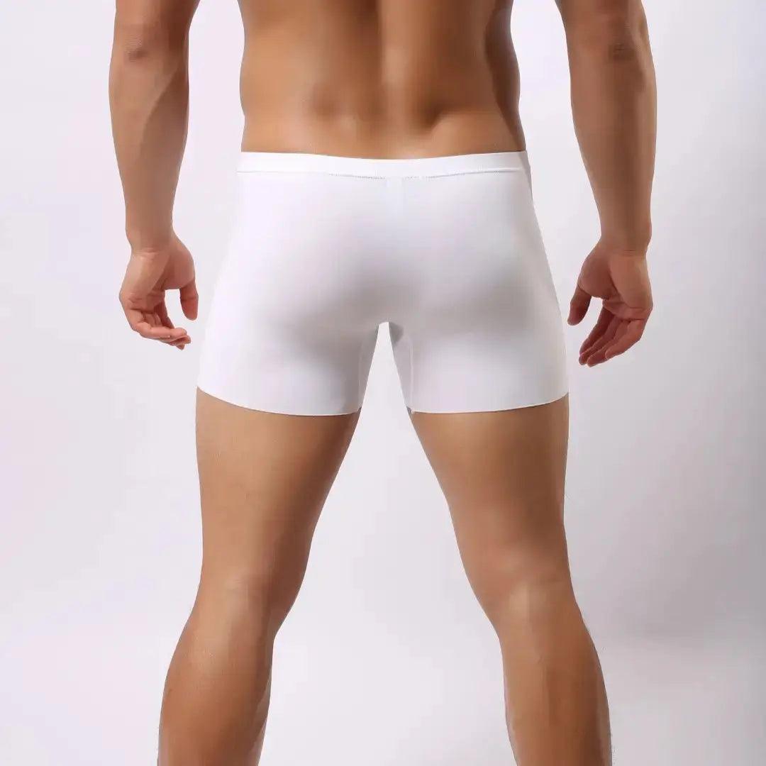 Men's Mid-Waist Boxer Briefs with Laser-Cut Leg Openings and Full Coverage Back Male Underwear - His Inwear