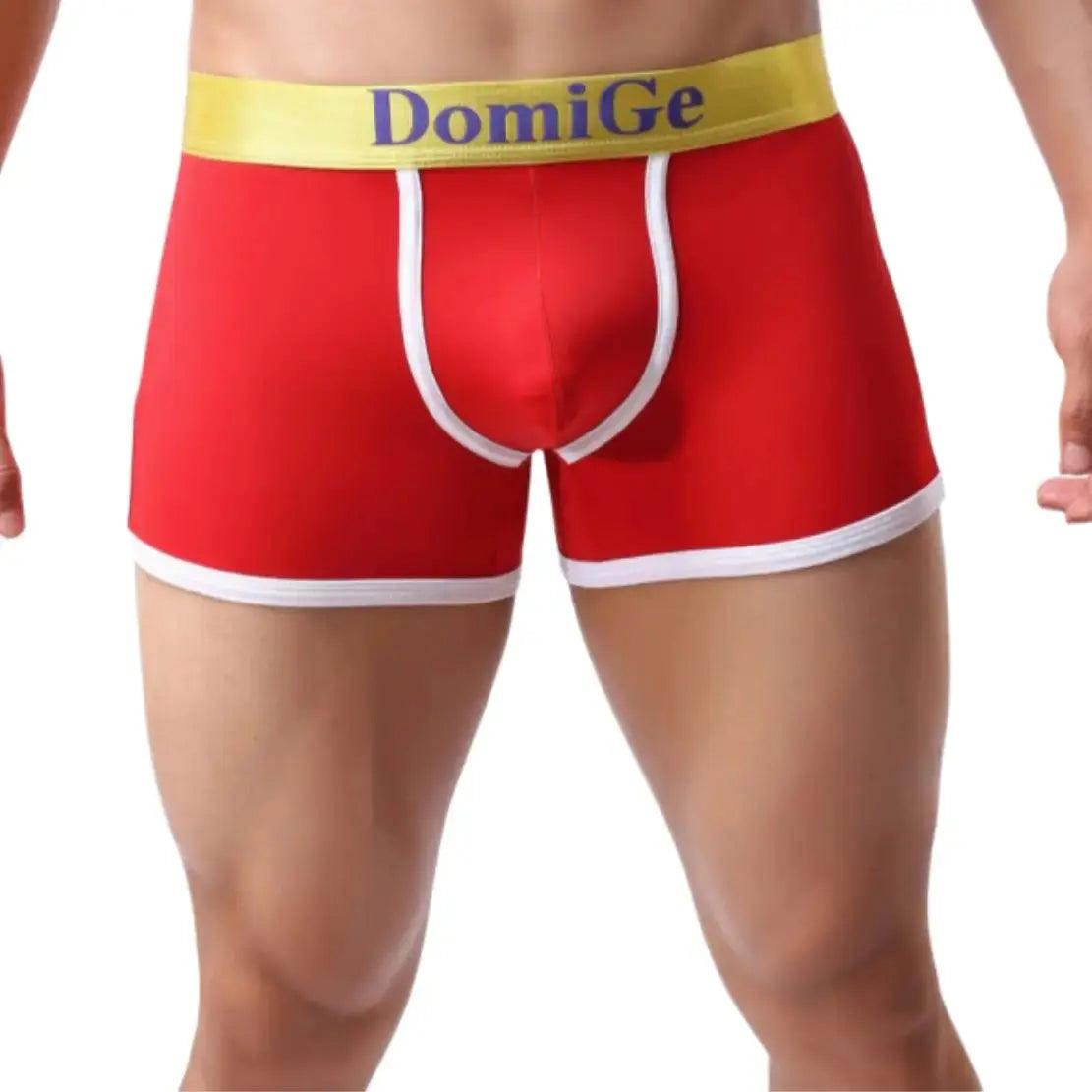 Men's Mid-Waist Boxer Briefs with Supportive U-Pouch and Logo Elastic Waistband Male Underwear - His Inwear