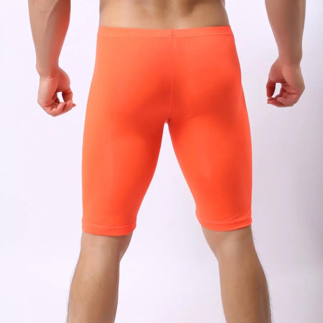 Men's Orange Compression Boxers Front Pouch Male Underwear - His Inwear