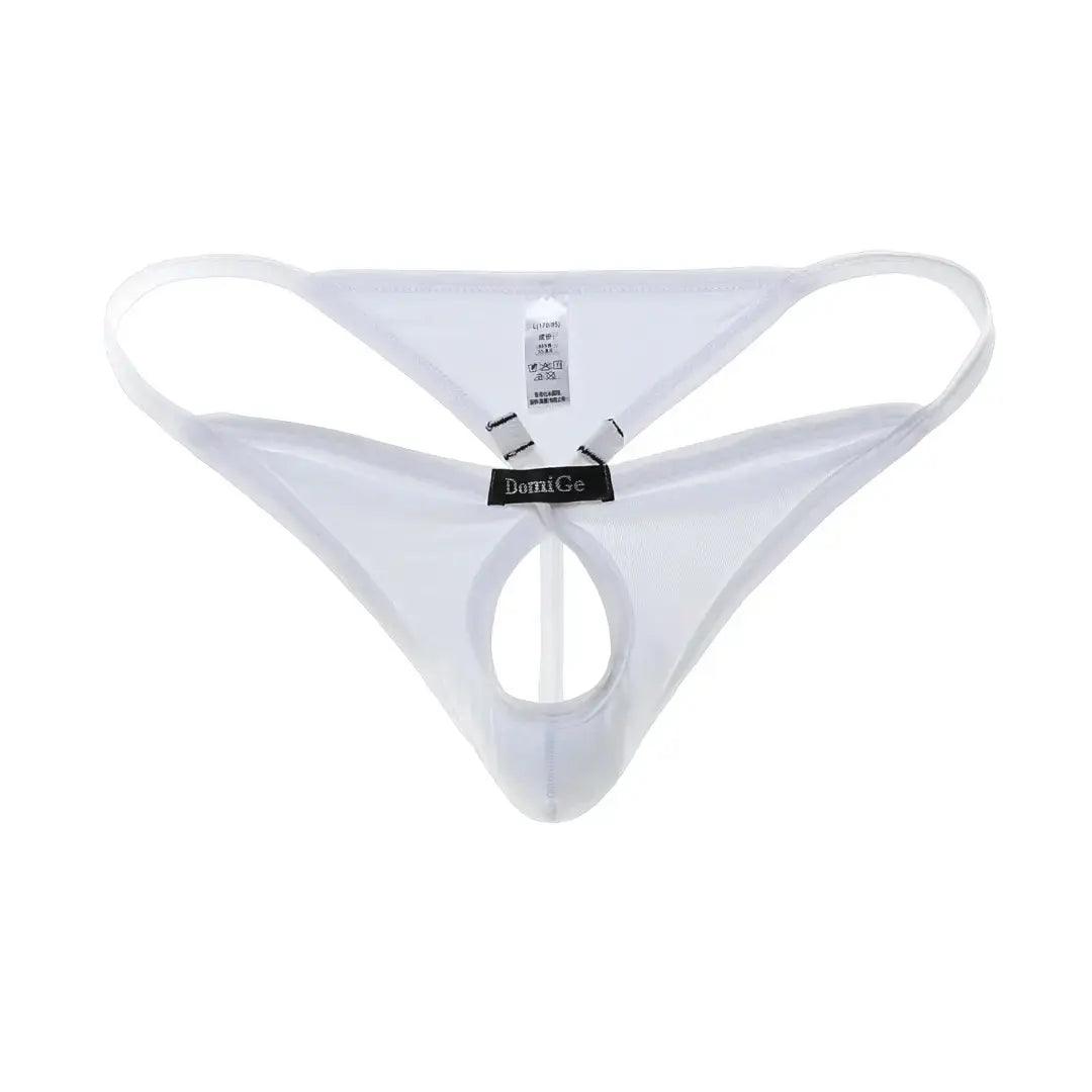 Men's Playful Butterfly Accent Cotton Thong with Front Opening - Romantic Elegance G-String - His Inwear