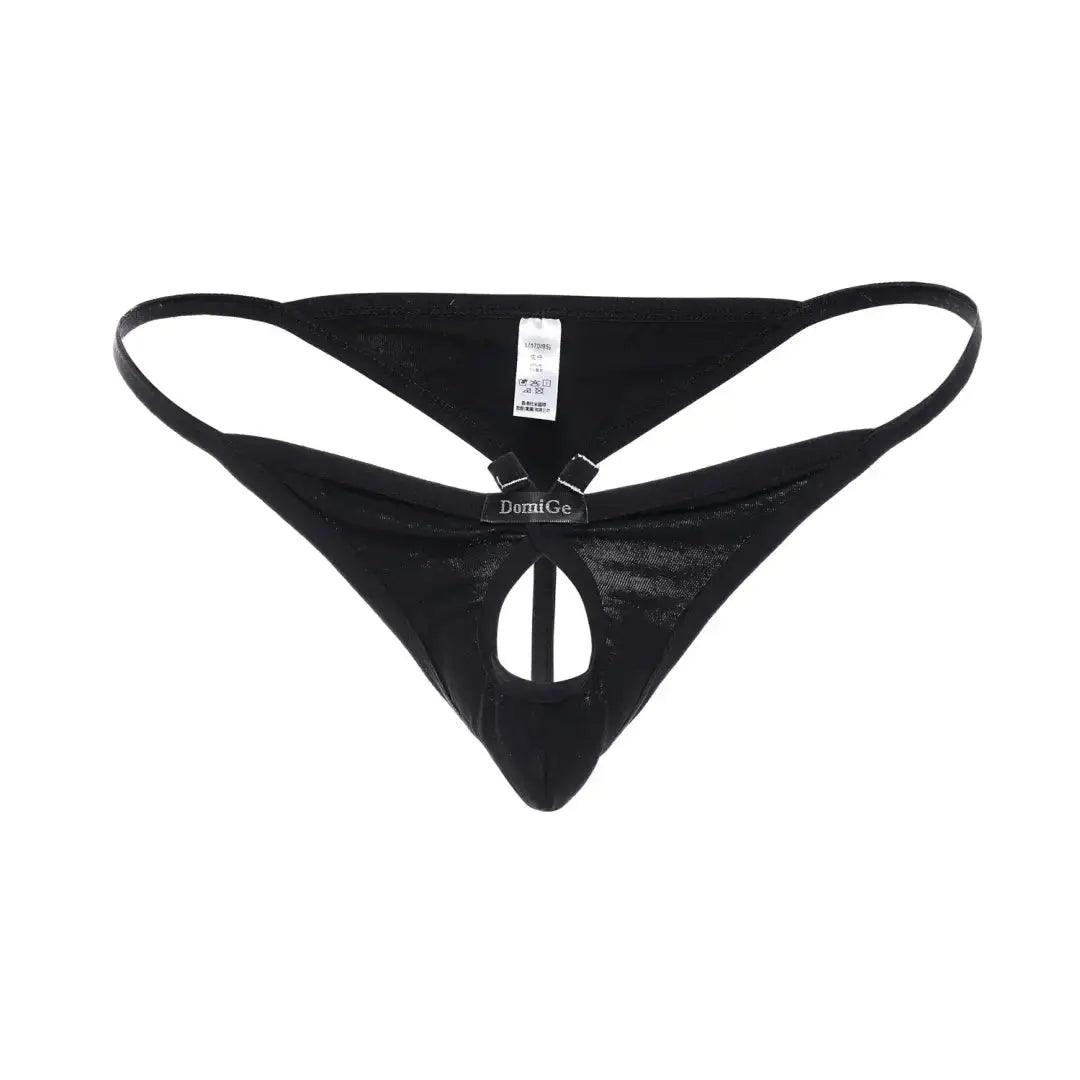 Men's Playful Butterfly Accent Cotton Thong with Front Opening - Romantic Elegance G-String - His Inwear