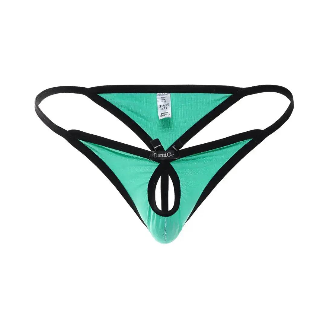 Men's Playful Butterfly Accent Cotton Thong with Front Opening - Romantic Elegance G-String - His Inwear