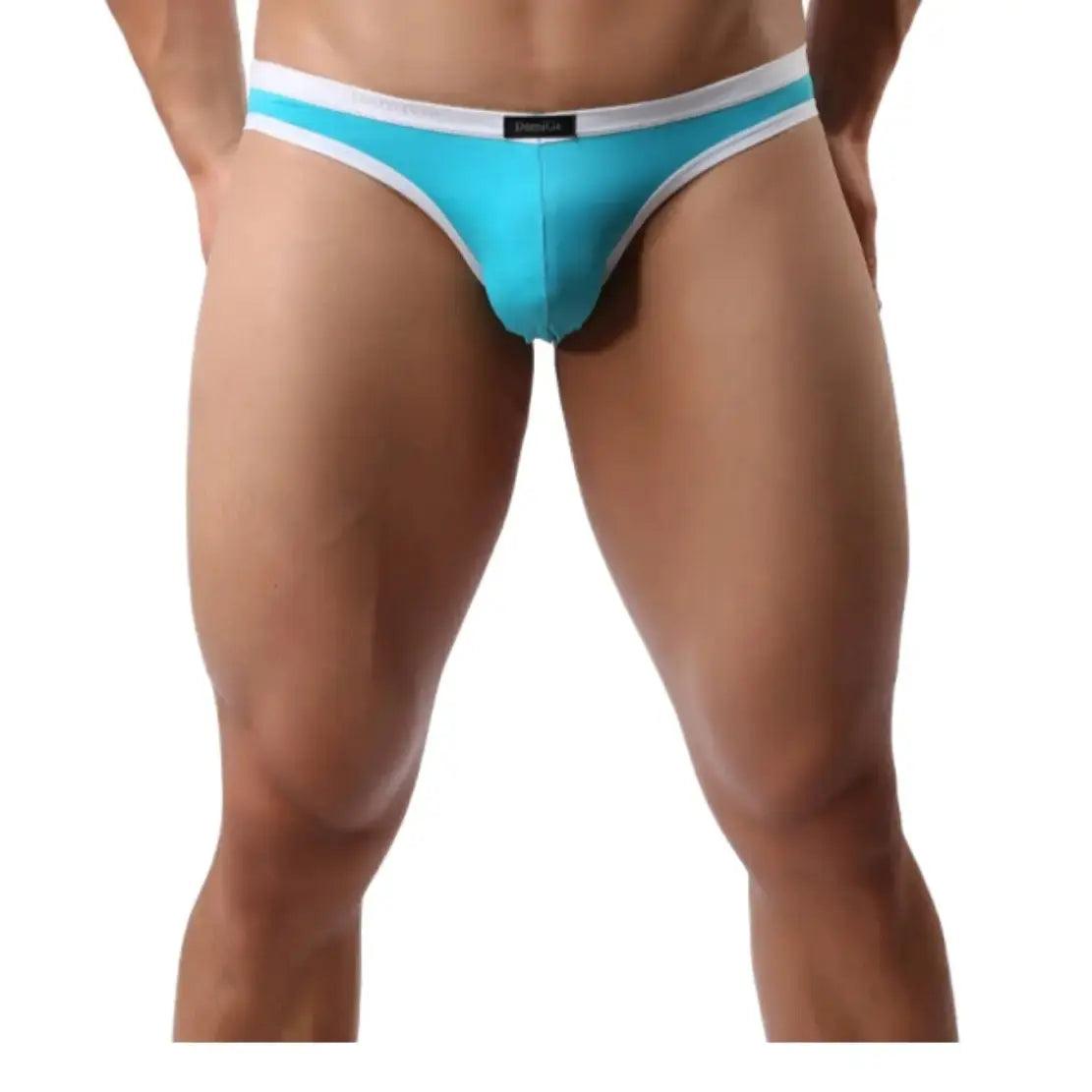 Men's Premium Ice Silk Nylon Briefs Nylon Logo Waistband and Seamless Rear Design Male Underwear - His Inwear