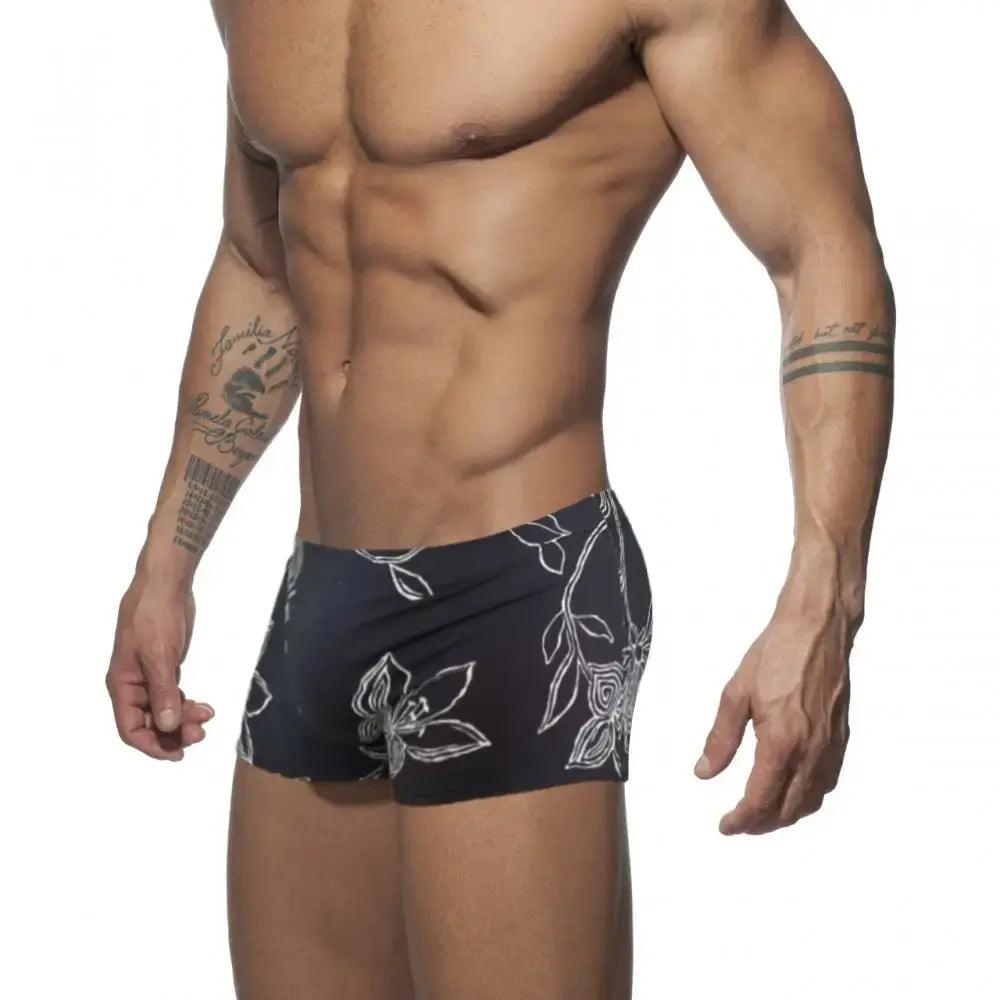 Men's Printed Low-Rise Swim Boxers with Drawstring – Quick-Dry Nylon, European Style - His Inwear