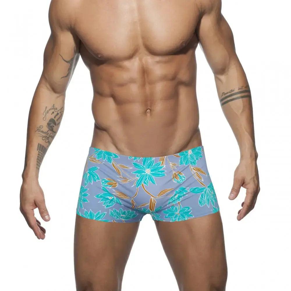 Men's Printed Low-Rise Swim Boxers with Drawstring – Quick-Dry Nylon, European Style - His Inwear